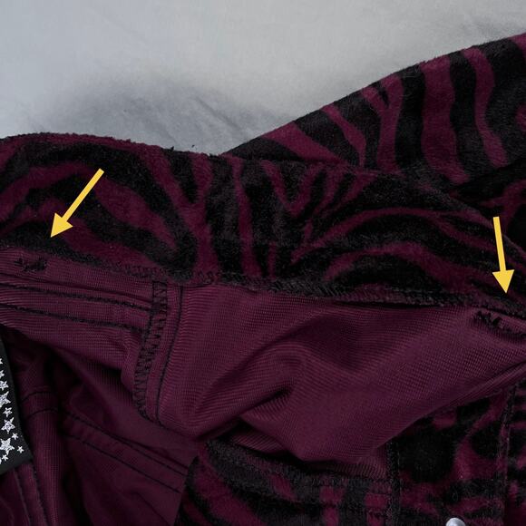 Vintage Serious LA Fuzzy Velvet Zebra Print Flare Pants Los Angeles Clothing Y2K - Picture 15 of 16